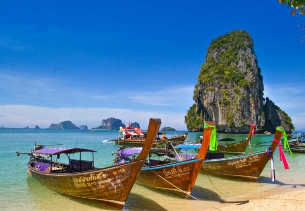 three brown wooden boats